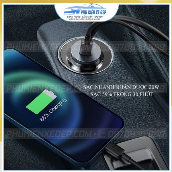 Tẩu chia sạc ô tô Baseus 3 USB 1 Type C có dây dài 1.5m 5 Tẩu sạc ô tô Baseus 120W