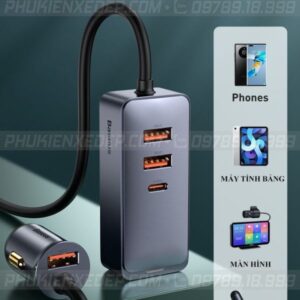 Tẩu chia sạc ô tô Baseus 3 USB 1 Type C có dây dài 1.5m 15 Tẩu sạc ô tô Baseus 120W