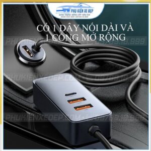 Tẩu chia sạc ô tô Baseus 3 USB 1 Type C có dây dài 1.5m 18 Tẩu sạc ô tô Baseus 120W