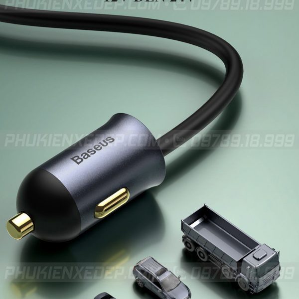 Tẩu chia sạc ô tô Baseus 3 USB 1 Type C có dây dài 1.5m 6 Tẩu sạc ô tô Baseus 120W