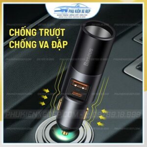 Tẩu sạc ô tô đa năng Baseus 120W tích hợp 2 cổng sạc nhanh 18 Tẩu sạc ô tô đa năng Baseus 12W tích hợp 2 cổng sạc nhanh