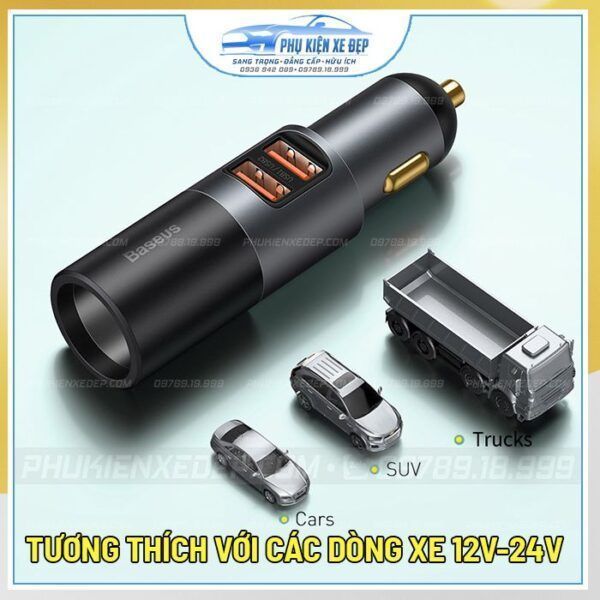Tẩu sạc ô tô đa năng Baseus 120W tích hợp 2 cổng sạc nhanh 5 Tẩu sạc ô tô đa năng Baseus 12W tích hợp 2 cổng sạc nhanh