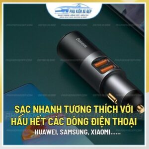 Tẩu sạc ô tô đa năng Baseus 120W tích hợp 2 cổng sạc nhanh 24 Tẩu sạc ô tô đa năng Baseus 12W tích hợp 2 cổng sạc nhanh